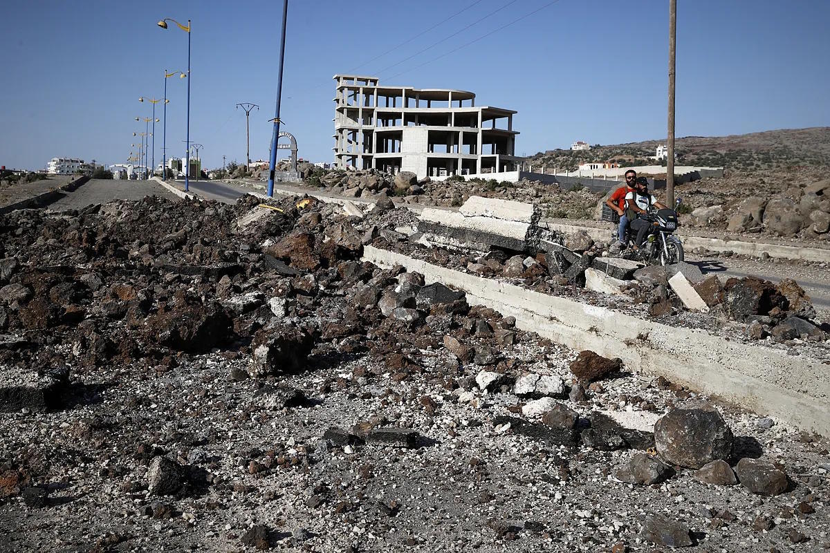 Some Druze ride motorcycles where the Israeli army carried out an attack in Sweida at the end of August.
