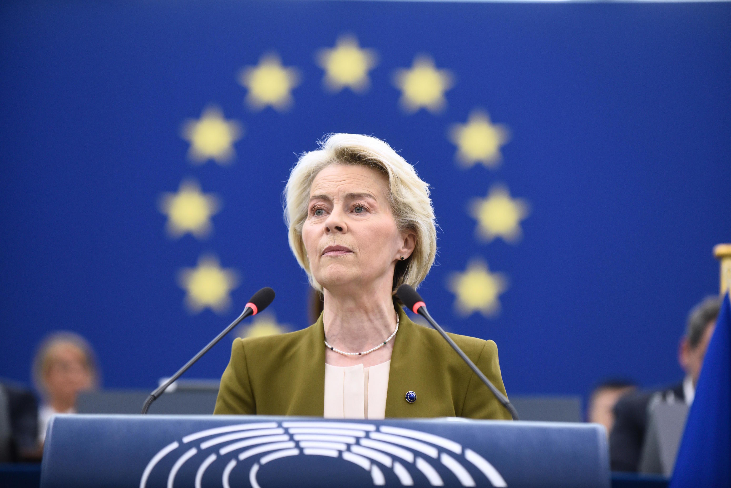 Ursula von der Leyen, this Wednesday at the European Parliament.
