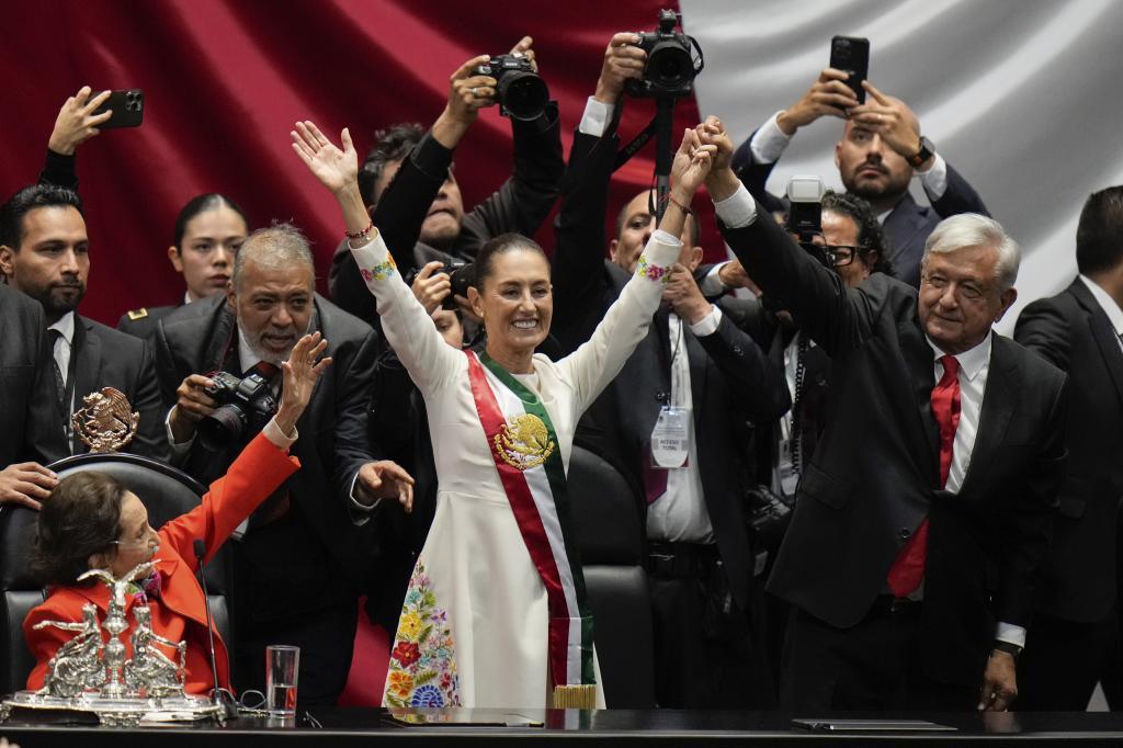 President Claudia Sheinbaum and outgoing President Andres Manuel Lpez Obrador