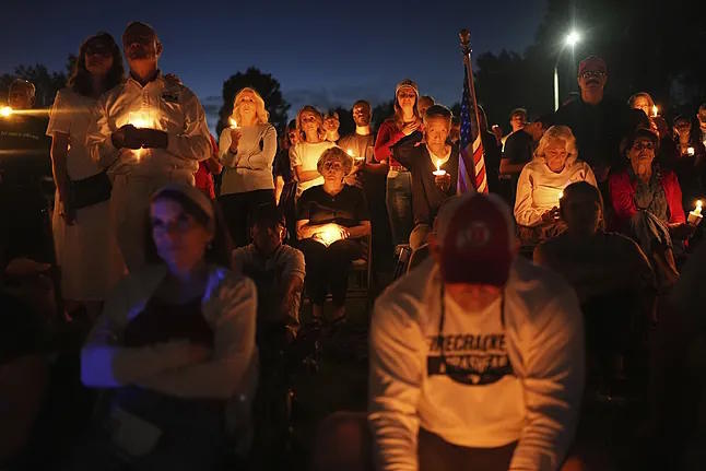 Vigil in honor of Kirk on Friday in Provo, Utah.