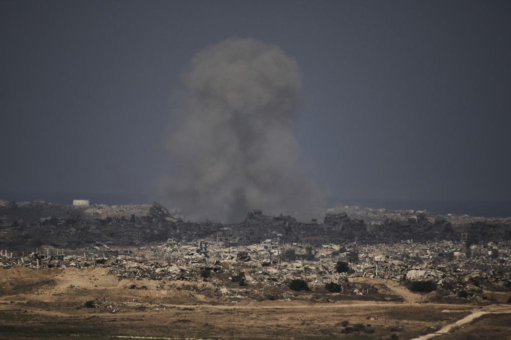 Smoke rises to the sky following an Israeli military strike in the northern Gaza Strip