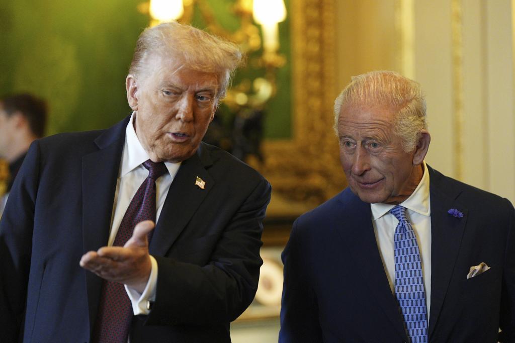 President Donald Trump, left, and Britain's King Charles III