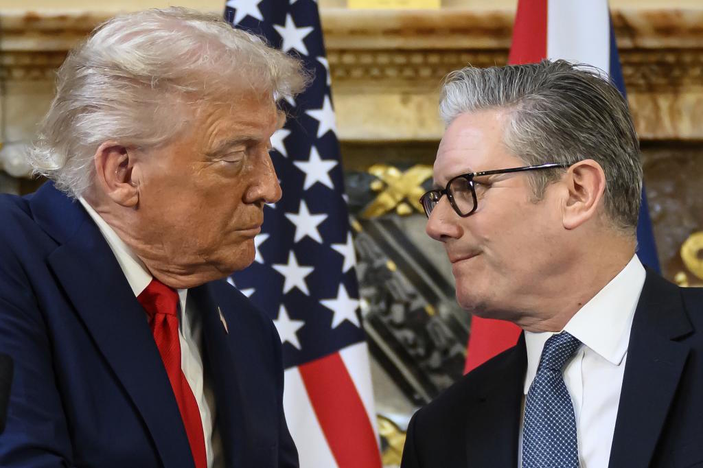 U.S. President Donald Trump, left, and British Prime Minister Keir Starmer.