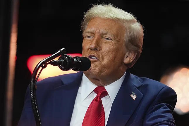 Donald Trump at Charlie Kirk's funeral this Sunday.