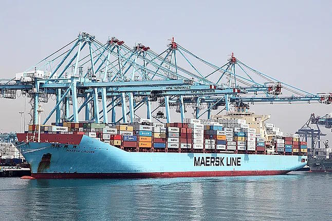 A container ship in the port of Algeciras.