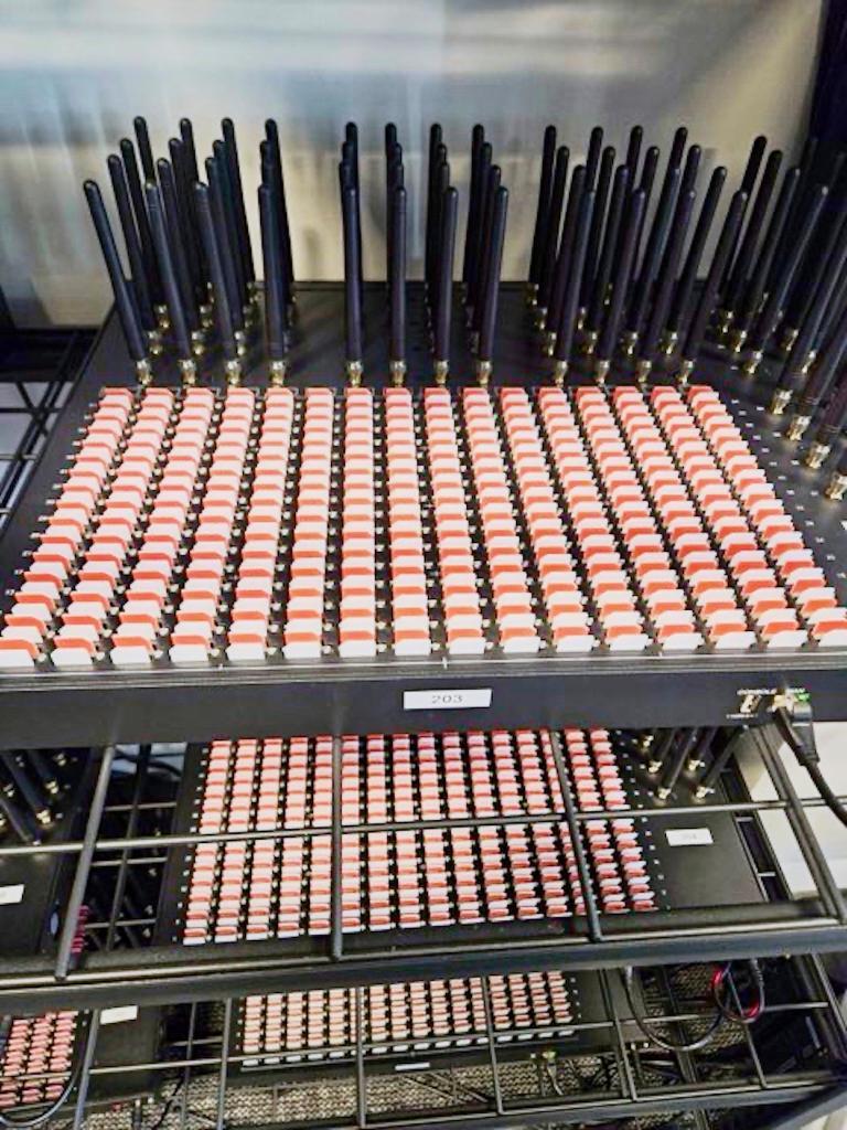 A wall of SIM boxes.