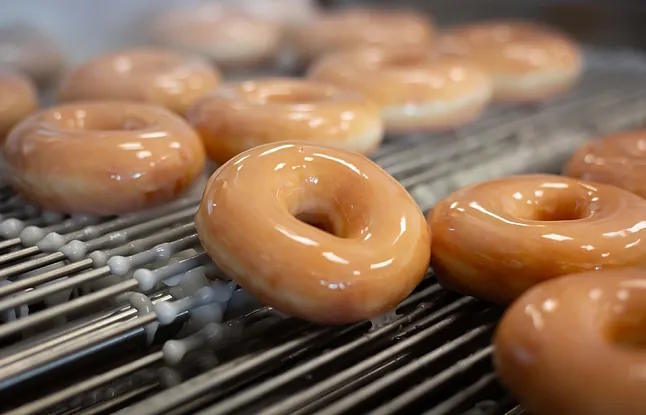 Freshly glazed donuts.