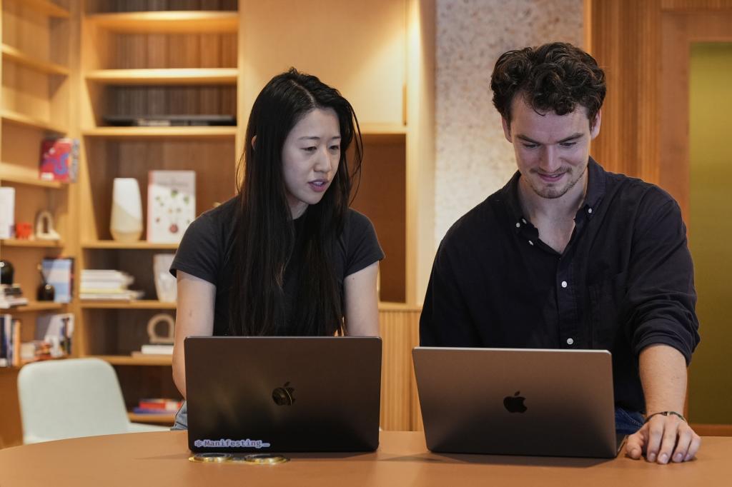 Claude code product manager Cat Wu, left, and Alex Albert, head of Claude relations,