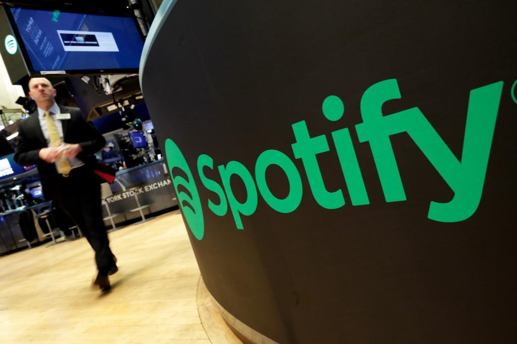 A logo of Spotify at Wall Street.