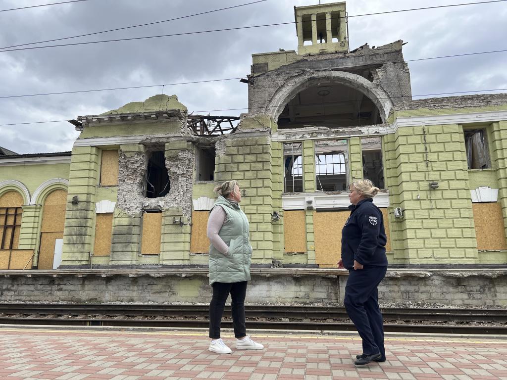 Lozova train station, destroyed by Russian drones.