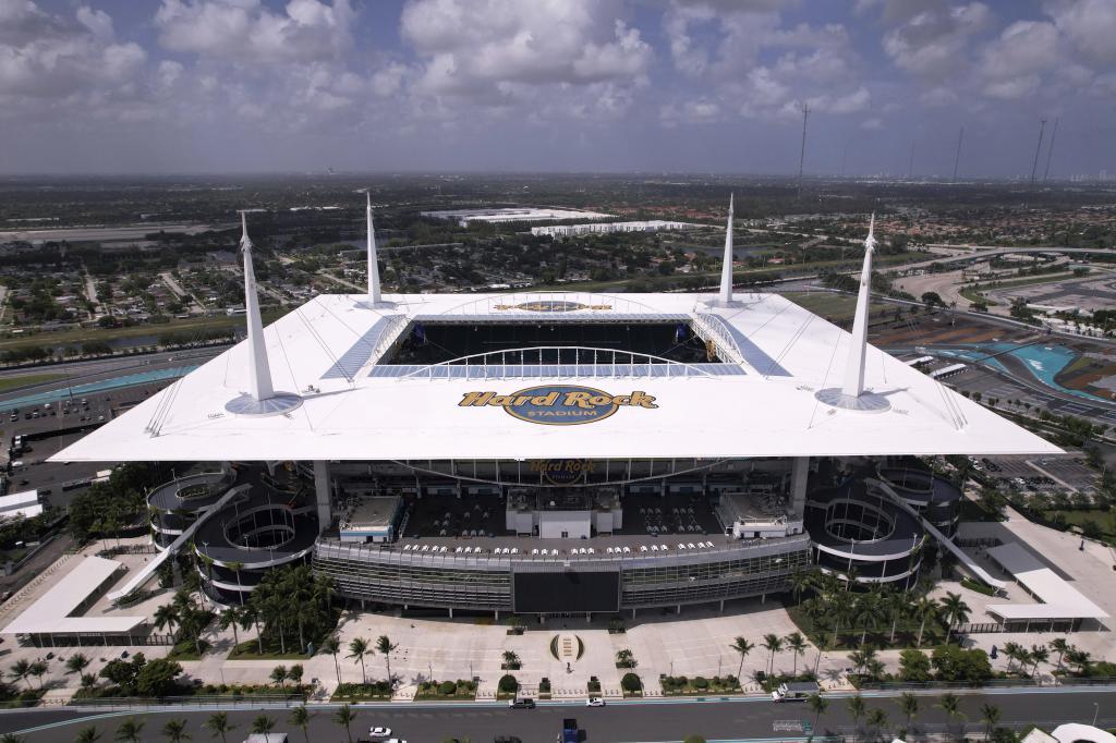 Aerial view of Hard Rock Stadium in Miami