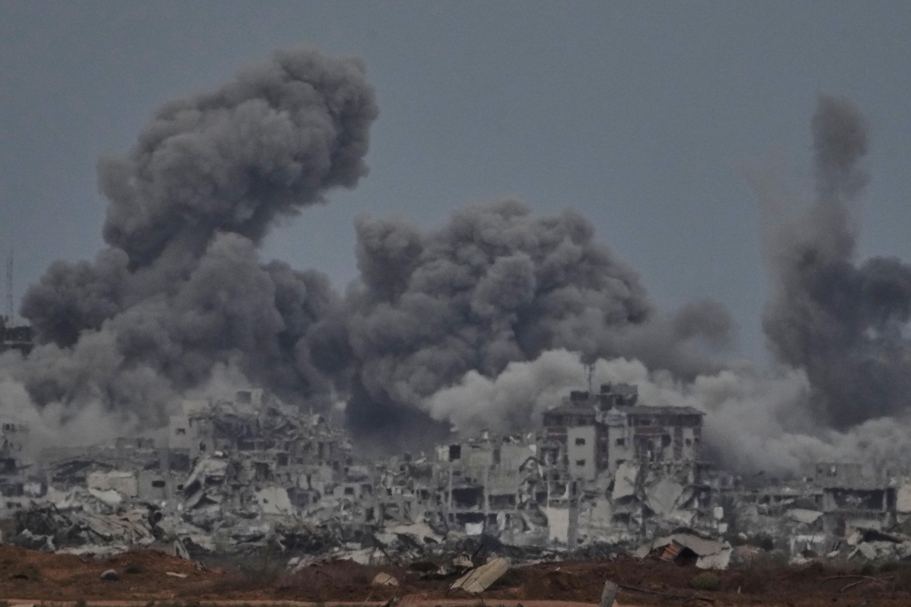 Smoke rises to the sky following an Israeli military strike in the Gaza Strip.