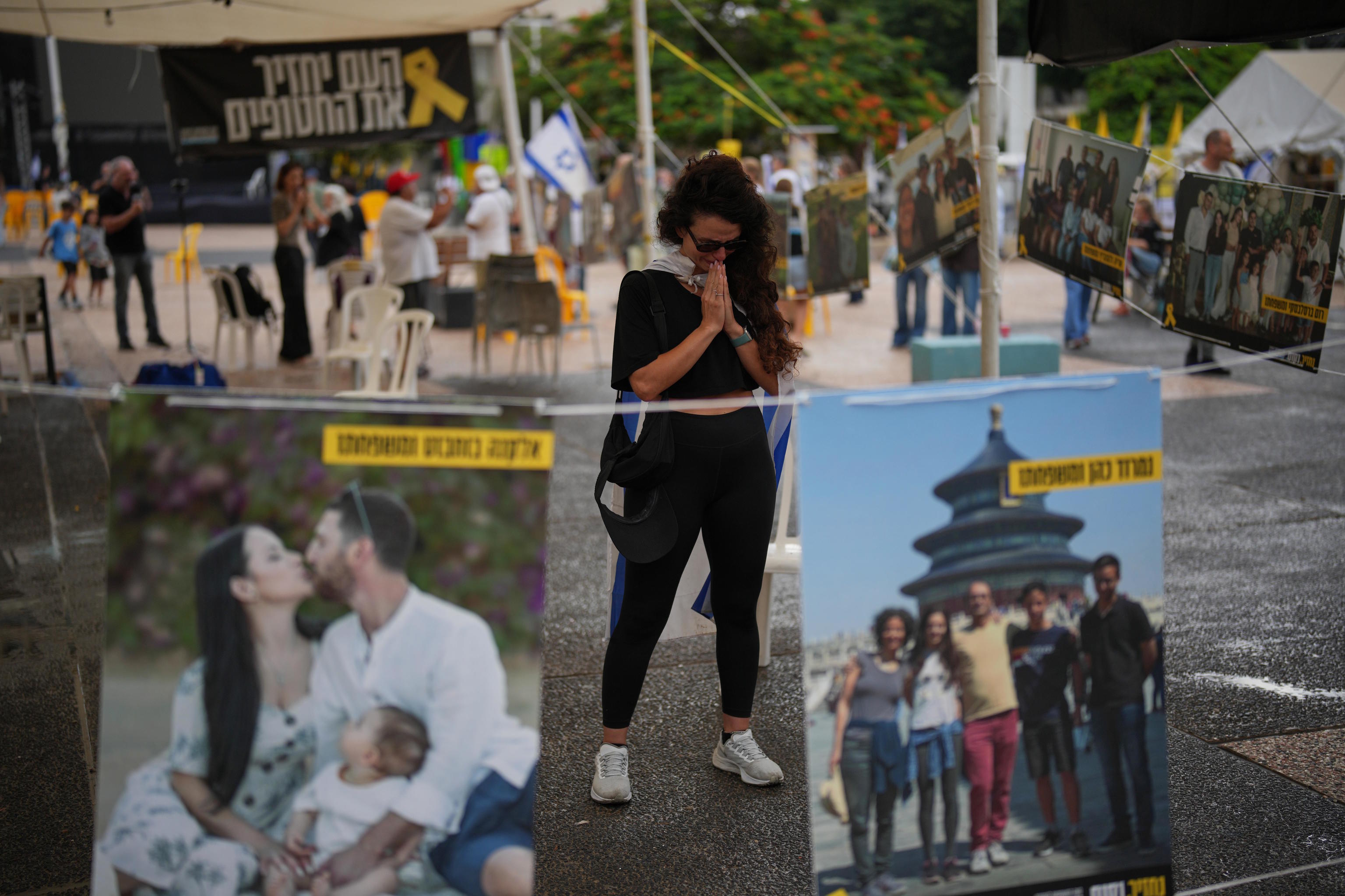 Ofir Kimchi prays for his relatives held by Hamas in the Gaza Strip.