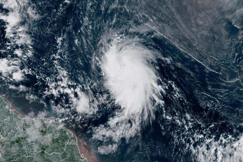 Tropical Storm Jerry in the Atlantic Ocean