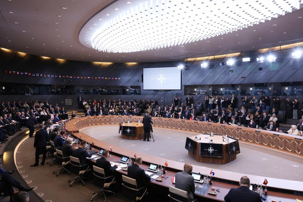 NATO defense ministers attend a round table meeting of the North Atlantic Council in defense ministers format at NATO headquarters in Brussels