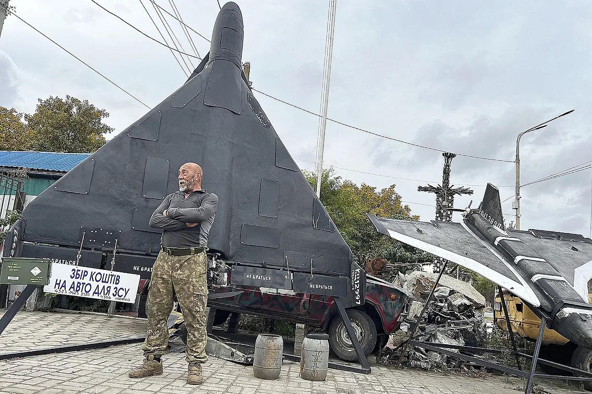 Ukrainian Anatoly Tokarev, war veteran and collector of all kinds of war artifacts.
