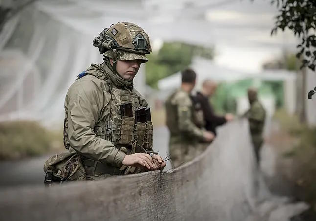 A Ukrainian soldier in Donetsk.