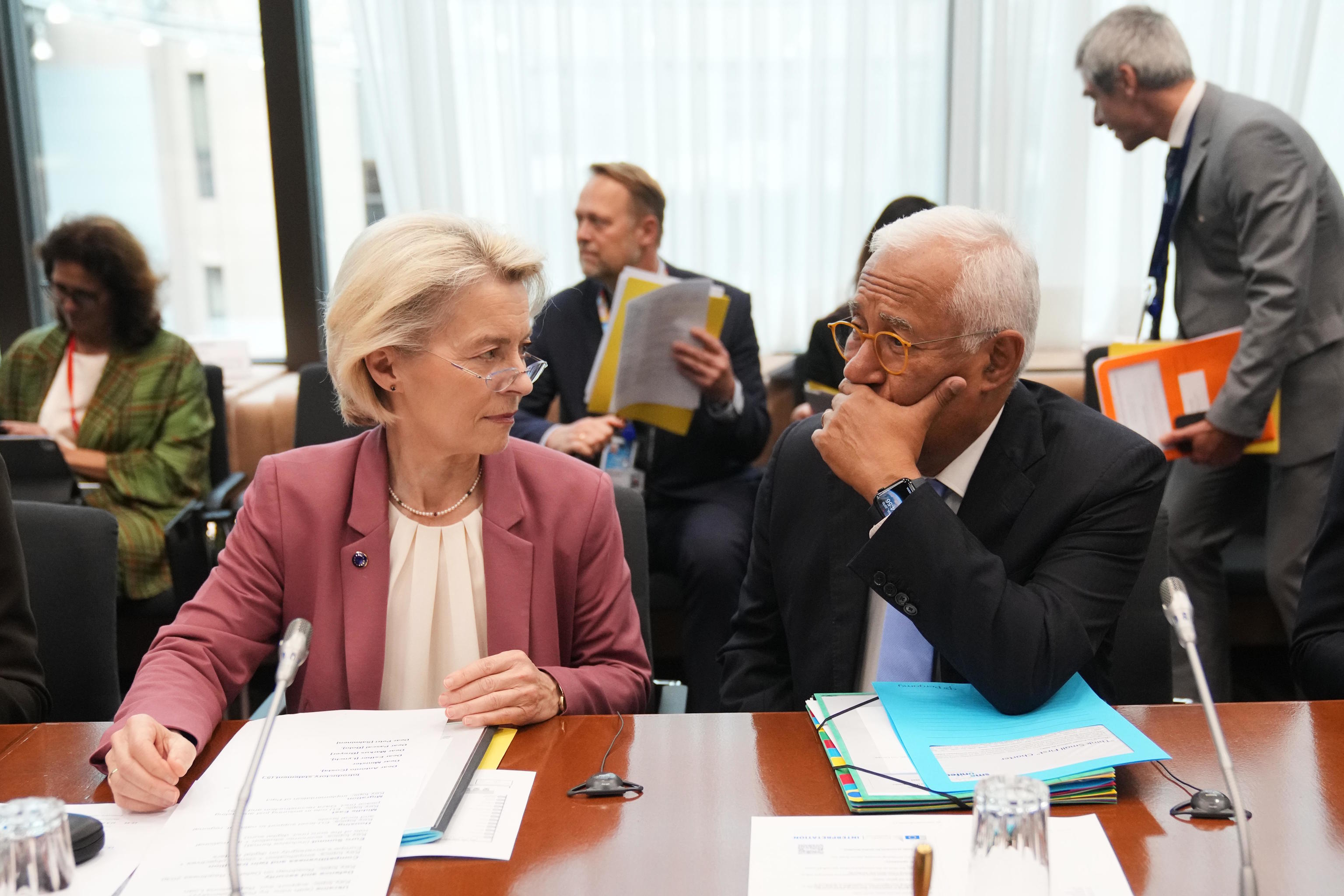 Ursula von der Leyen and the President of the European Council, António Costa.
