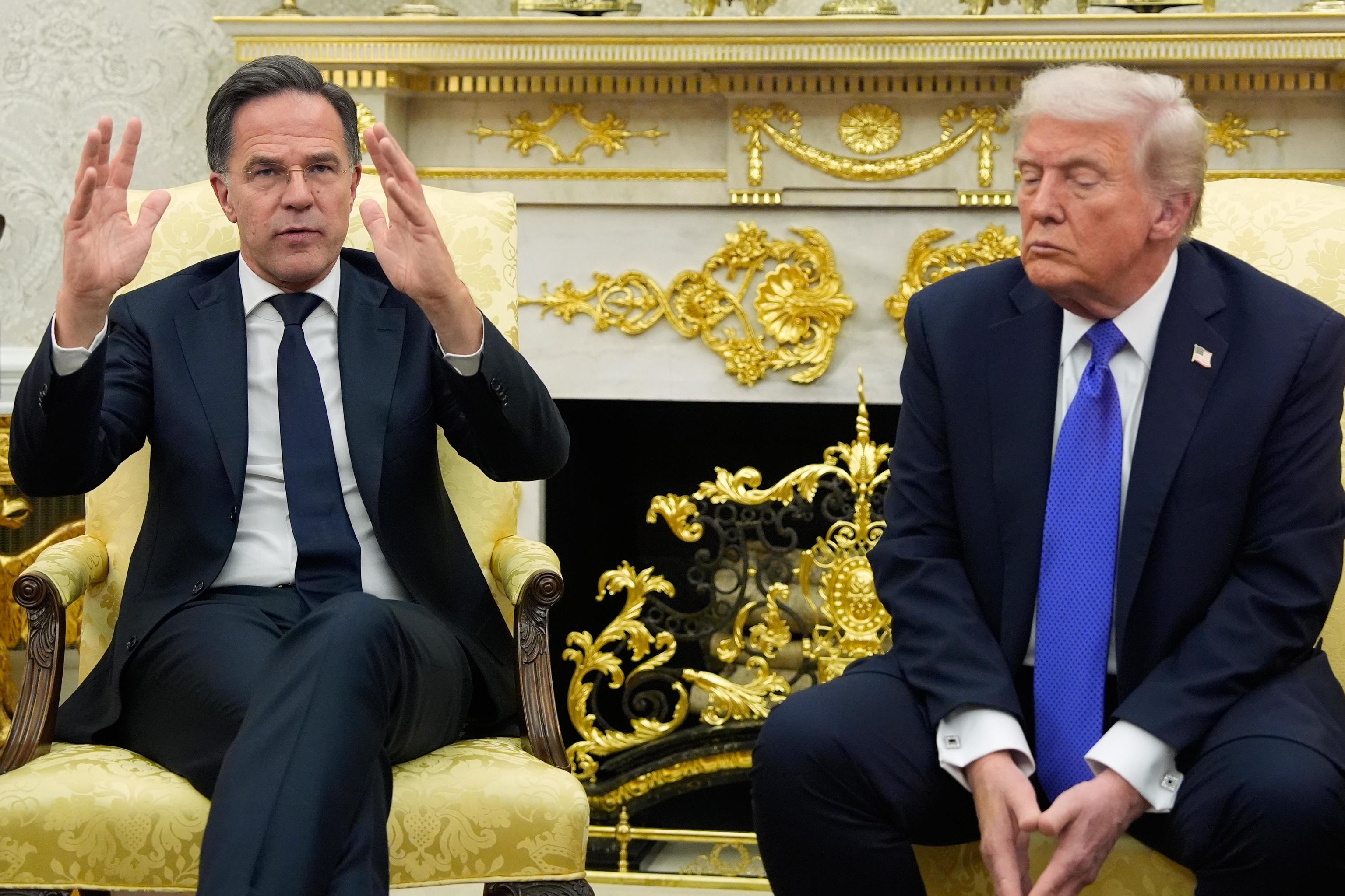 Trump, alongside NATO Secretary General Mark Rutte.