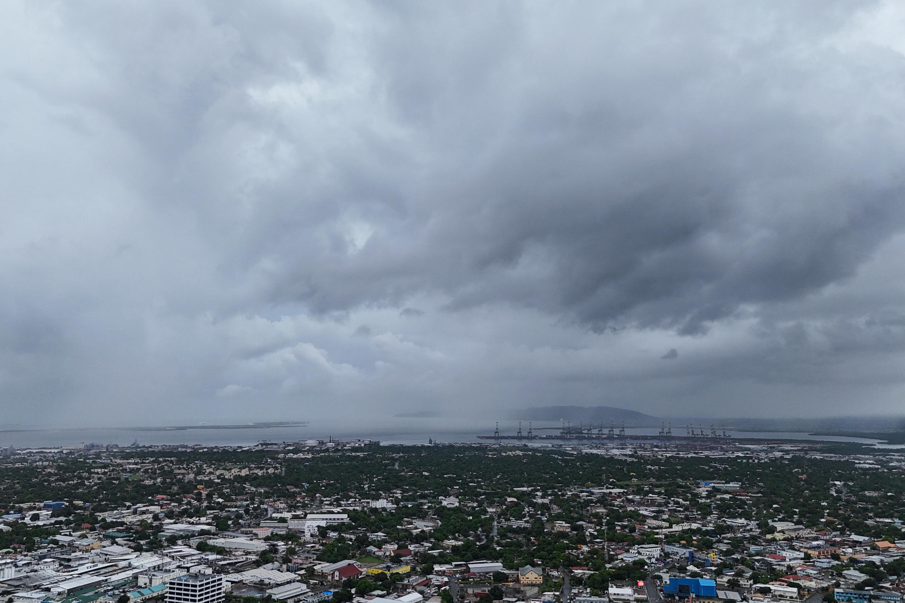 Clouds cover Kingston, Jamaica.