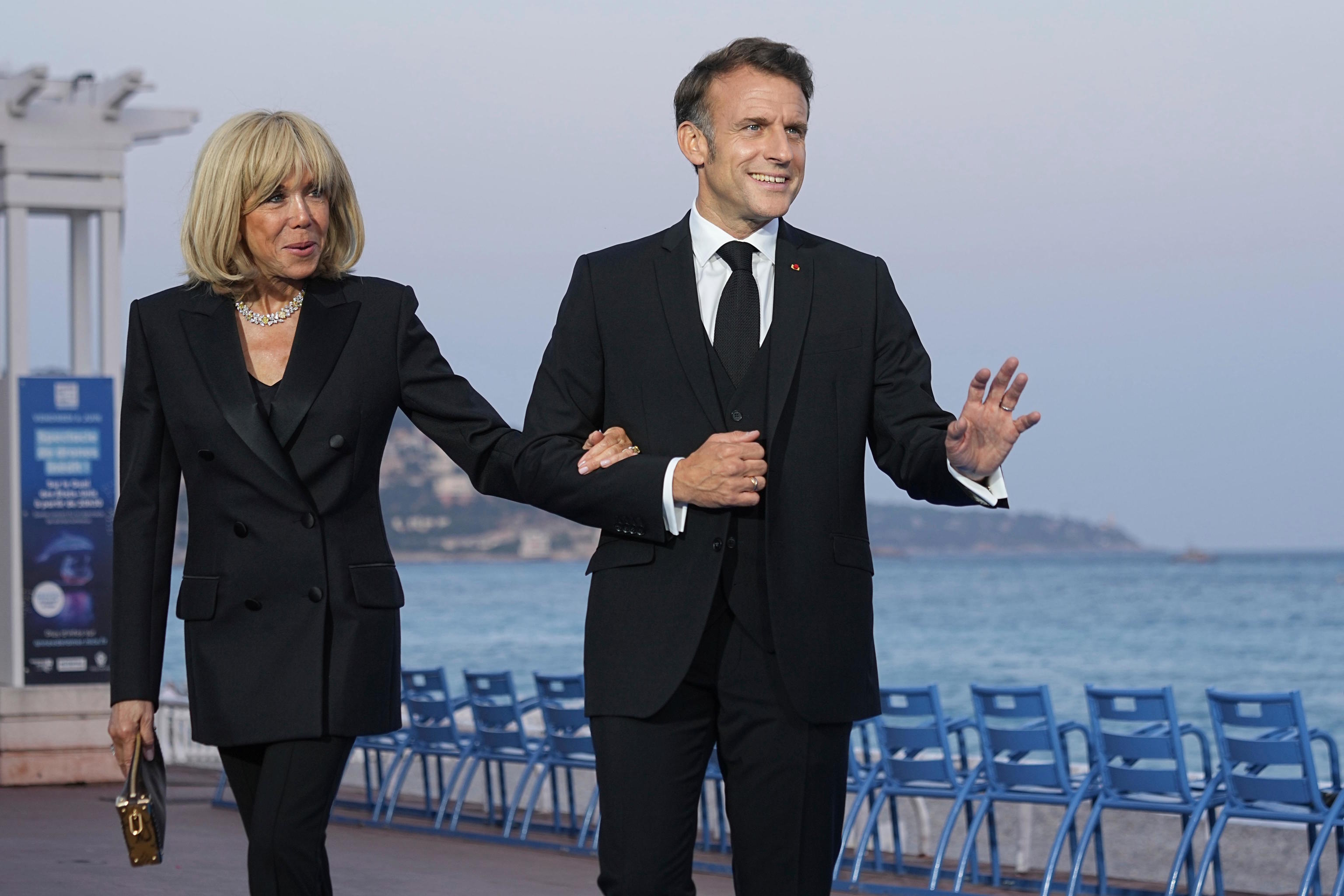 French President Emmanuel Macron and his wife Brigitte Macron.