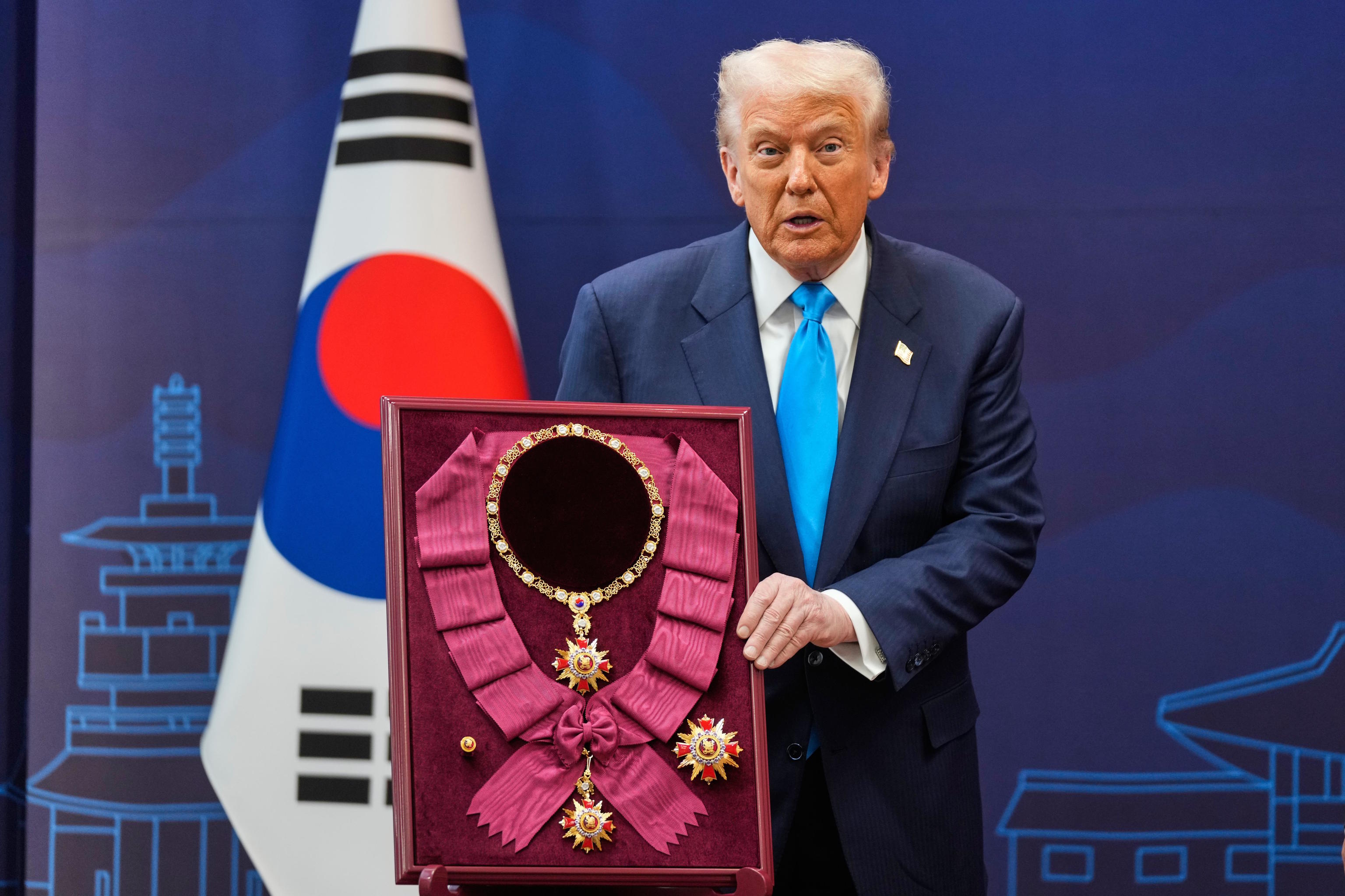 President Donald Trump during a high honor ceremony in South Korea.