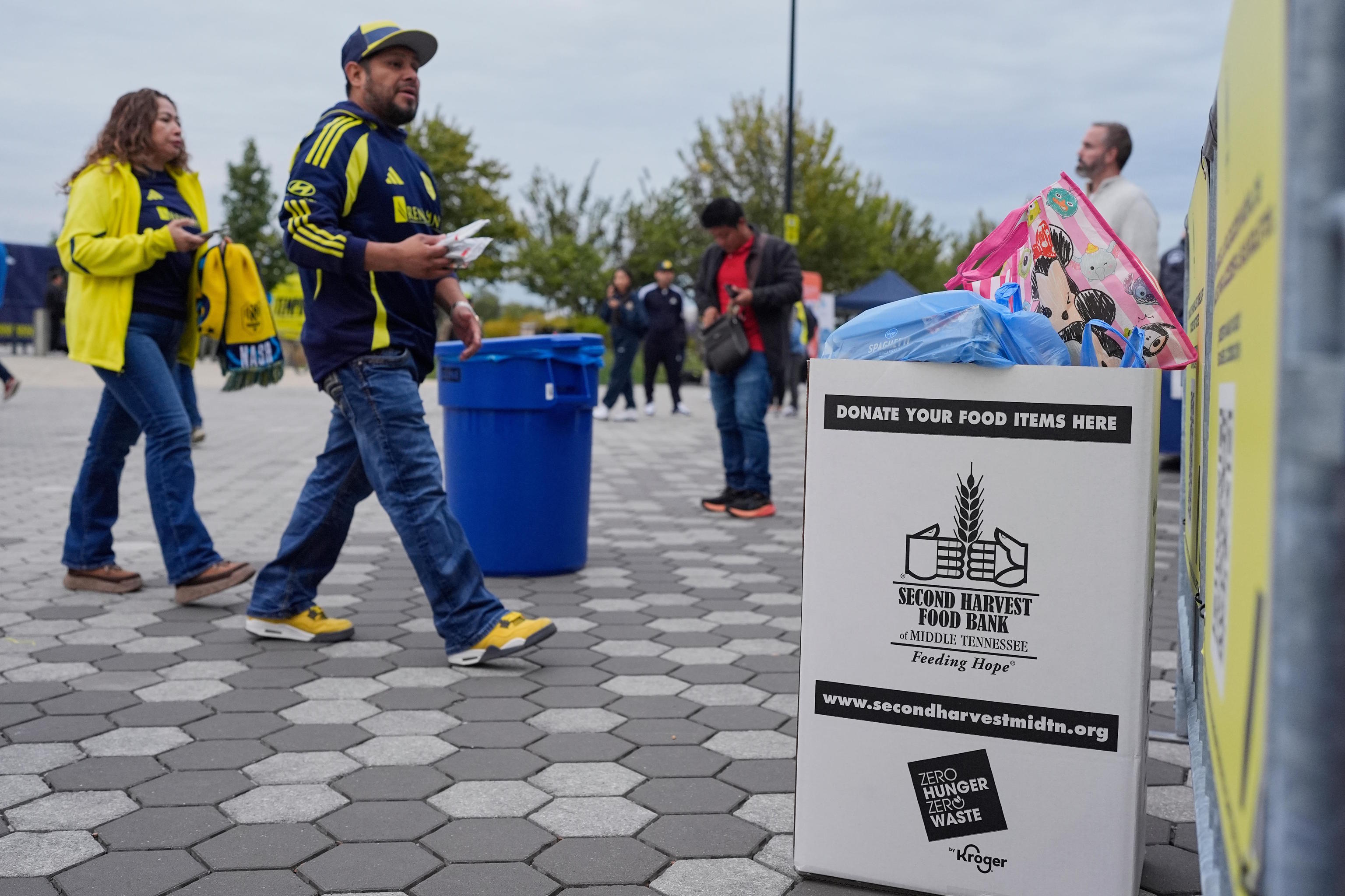 Families at a food bank in Nashville.