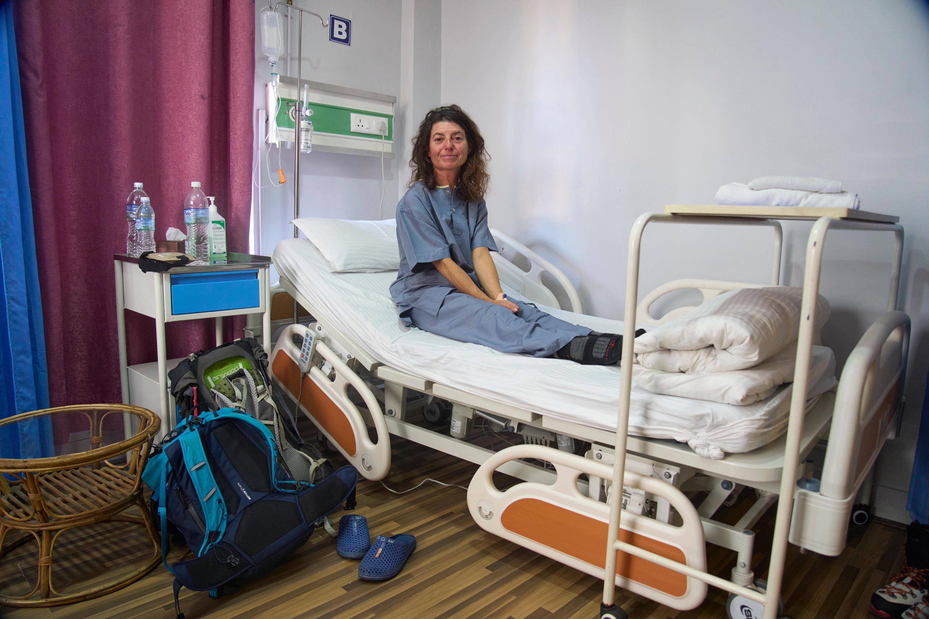 Isabelle Thao, at a hospital in Kathmandu, Nepal, after being rescued.