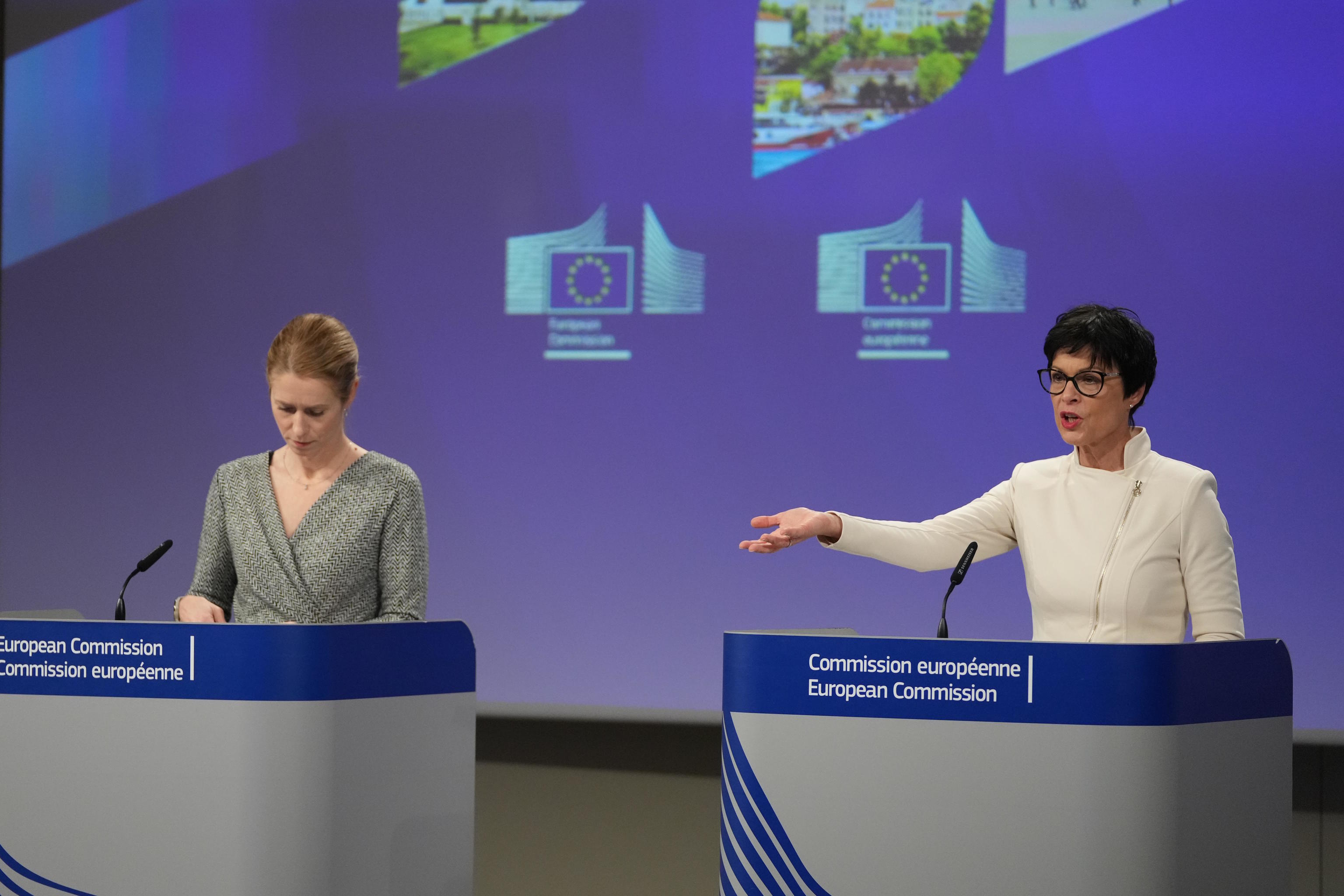 The EU's foreign policy chief, Kaja Kallas, and the Commissioner Marta Kos.