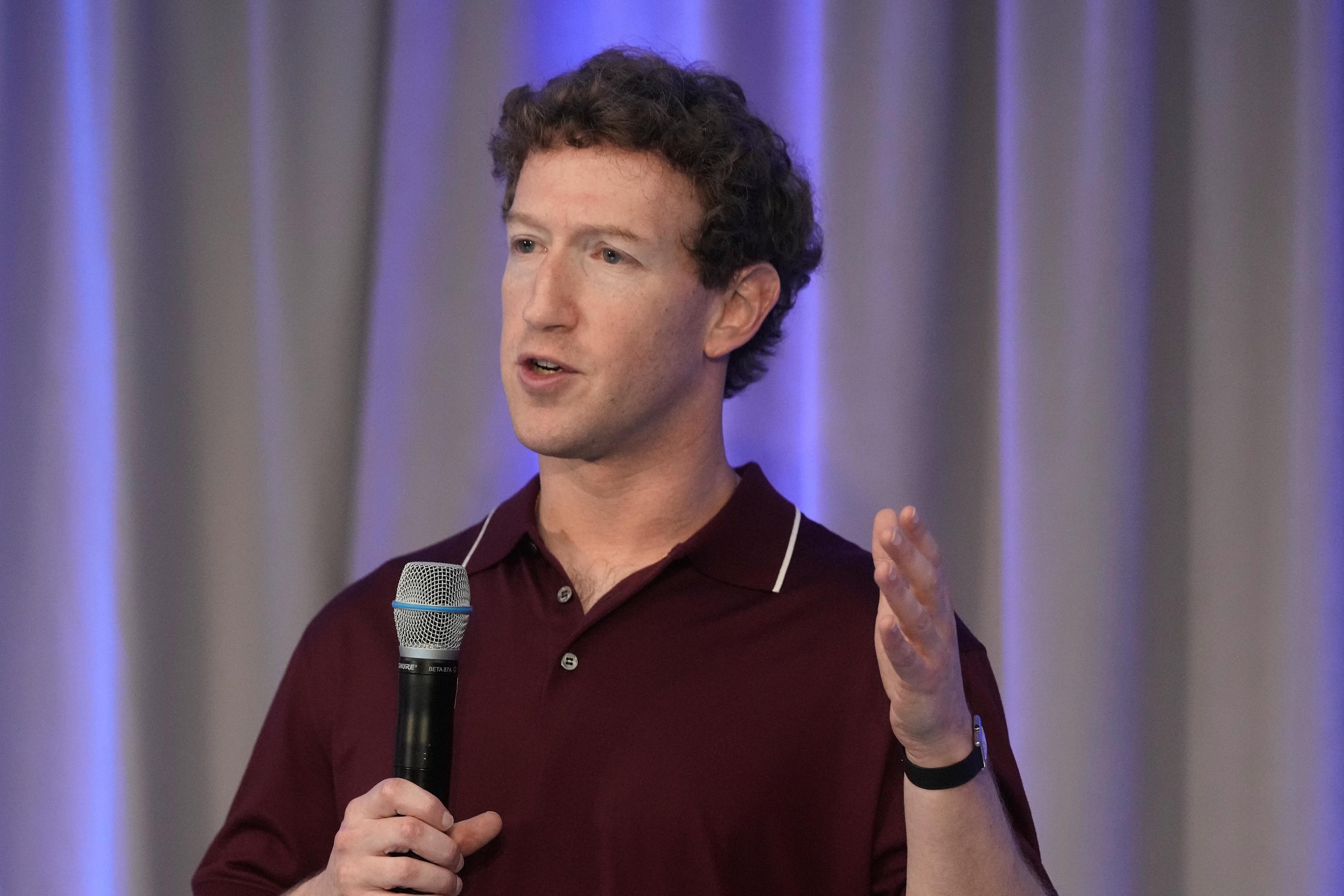 Meta CEO Mark Zuckerberg speaks during an event.
