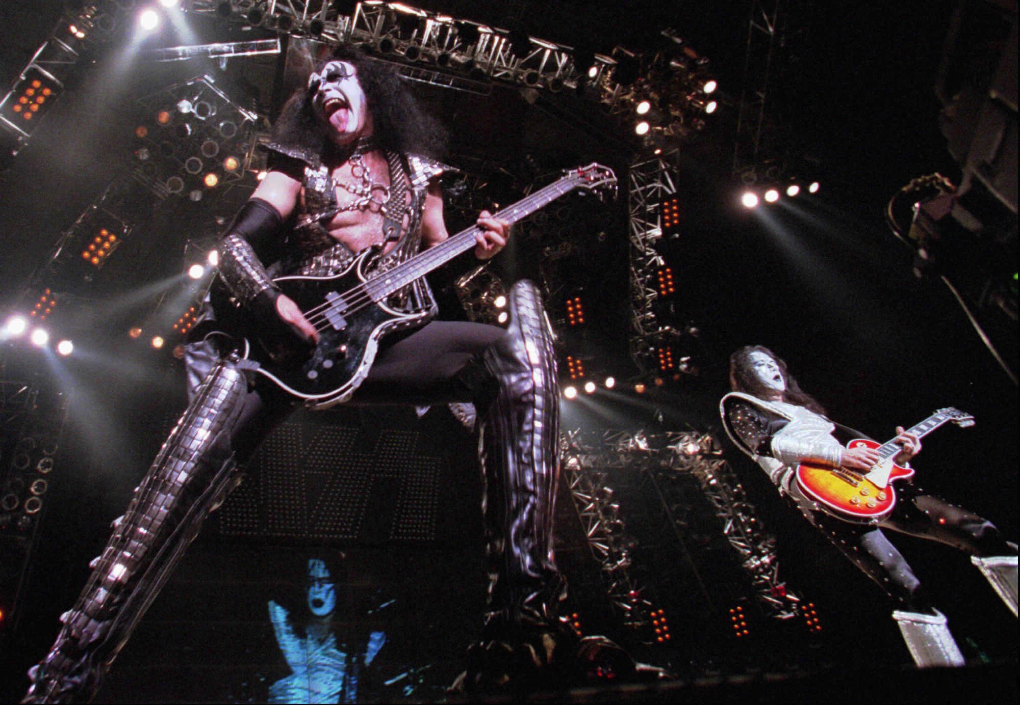 Ace Frehley, in a 1996 image performing with Kiss.