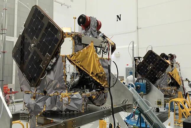 The ESCAPADE mission satellites at the Astrotech Space Operations facilities.