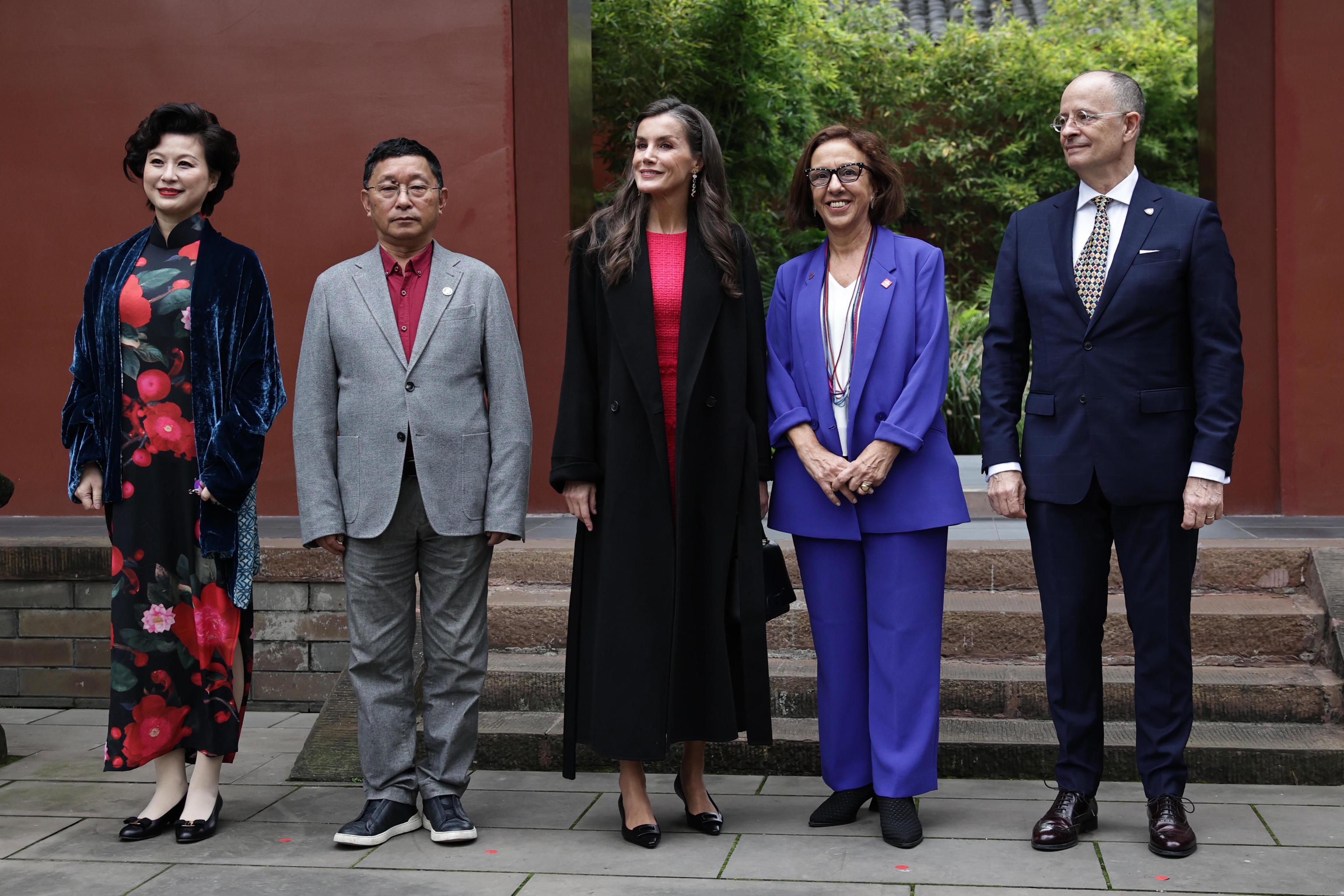 Queen Letizia of Spain poses before the tribute to the poet Antonio Machado.