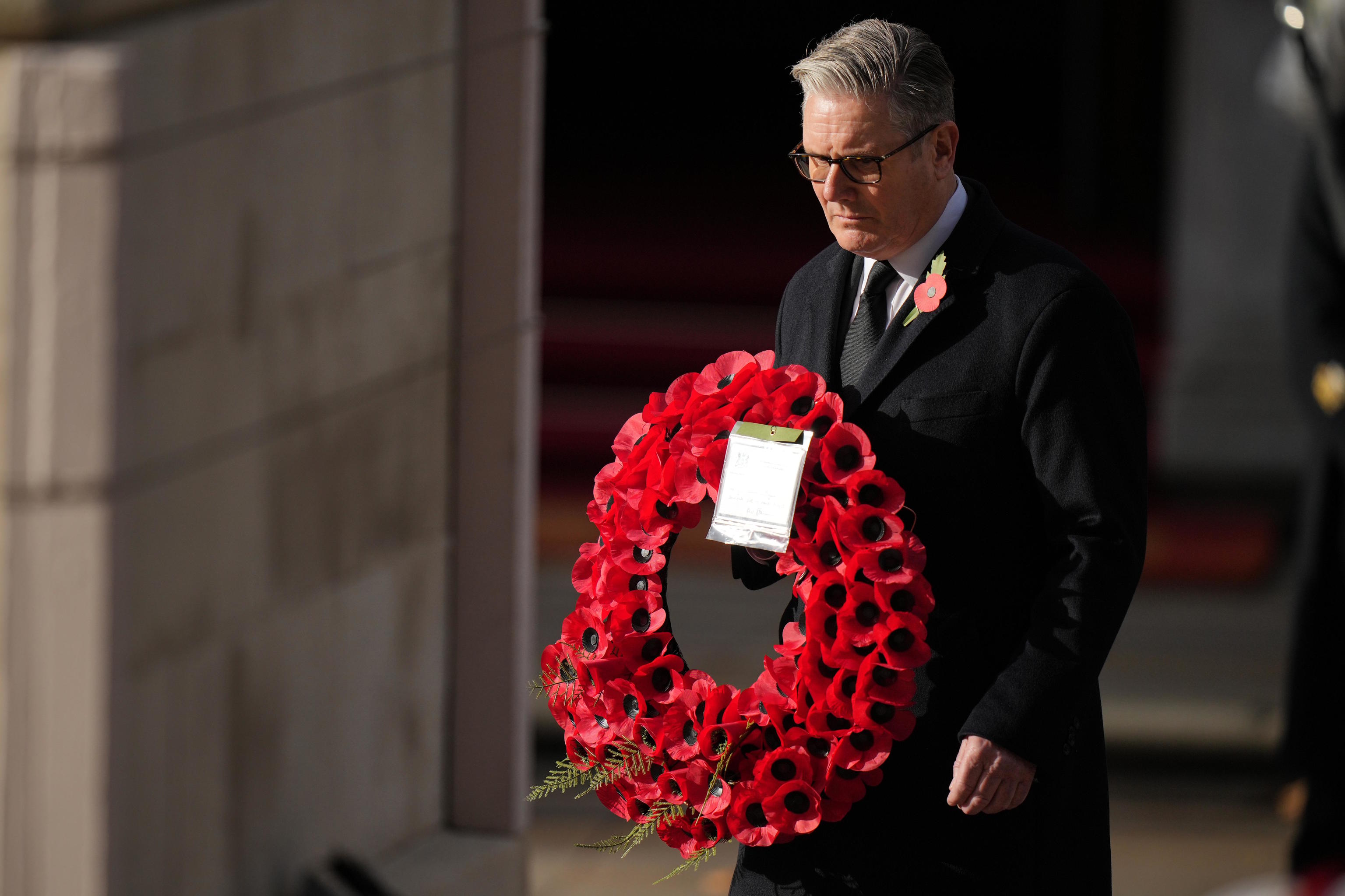 Britain's Prime Minister Starmer attends the Remembrance Sunday Service.