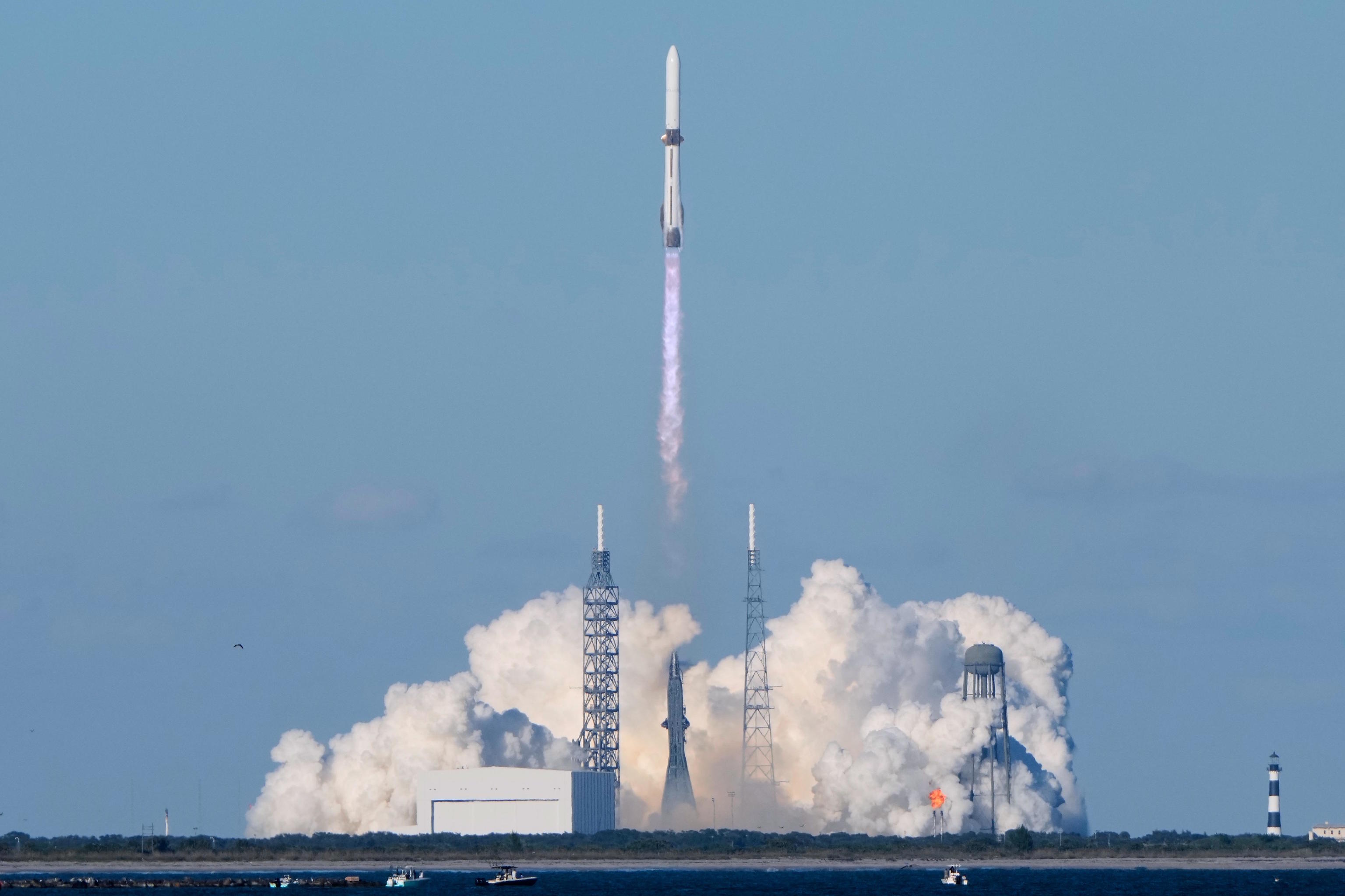 A New Glenn rocket from Blue Origin takes off from Cape Canaveral.