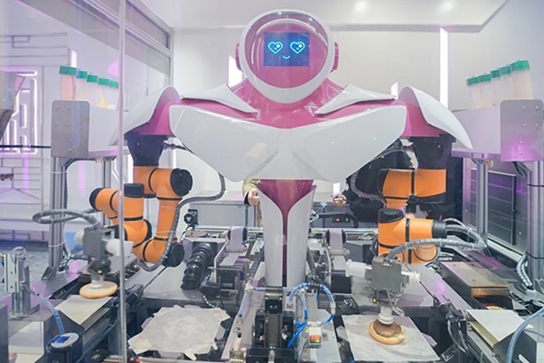 A cooking robot in a fast-food restaurant in China.