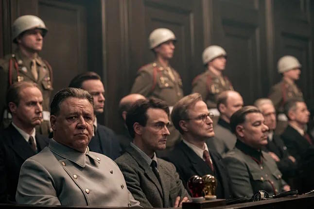 Russell Crowe portraying the Nazi criminal Hermann Göring in Nuremberg.