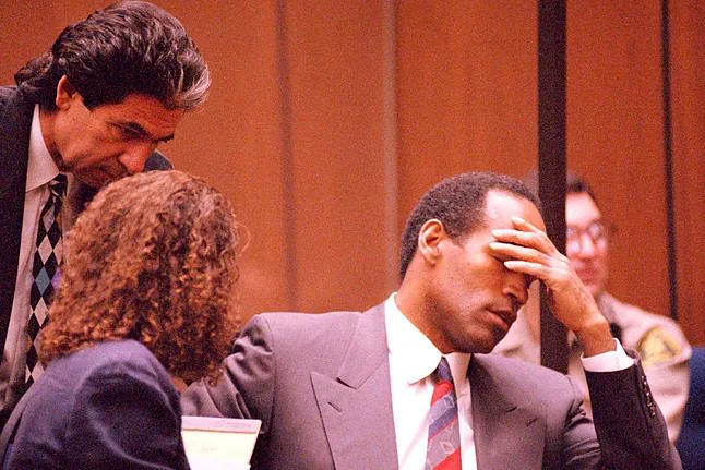 O.J. Simpson, during the 1995 murder trial where he was defended by Robert Kardashian.