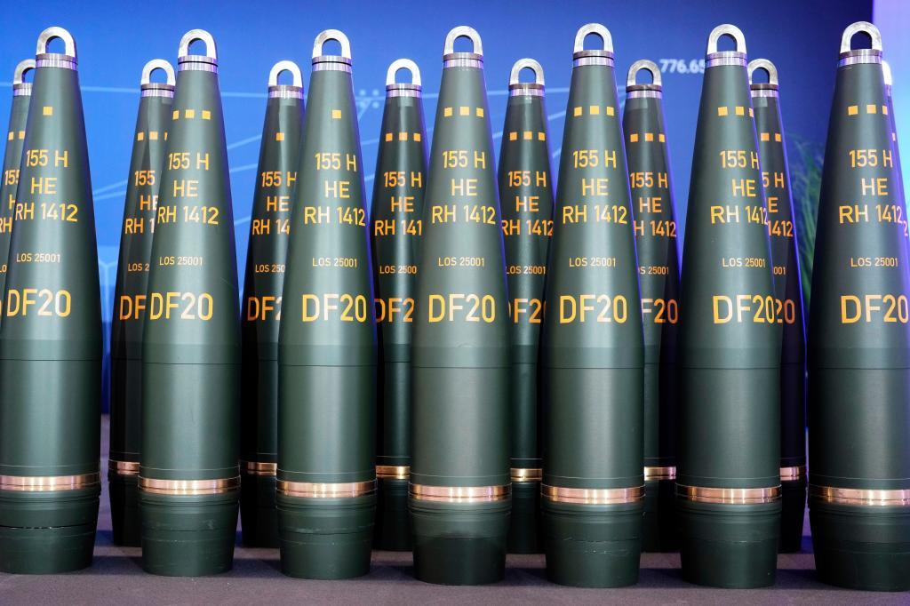 Artillery shells of German arms manufacturer Rheinmetall