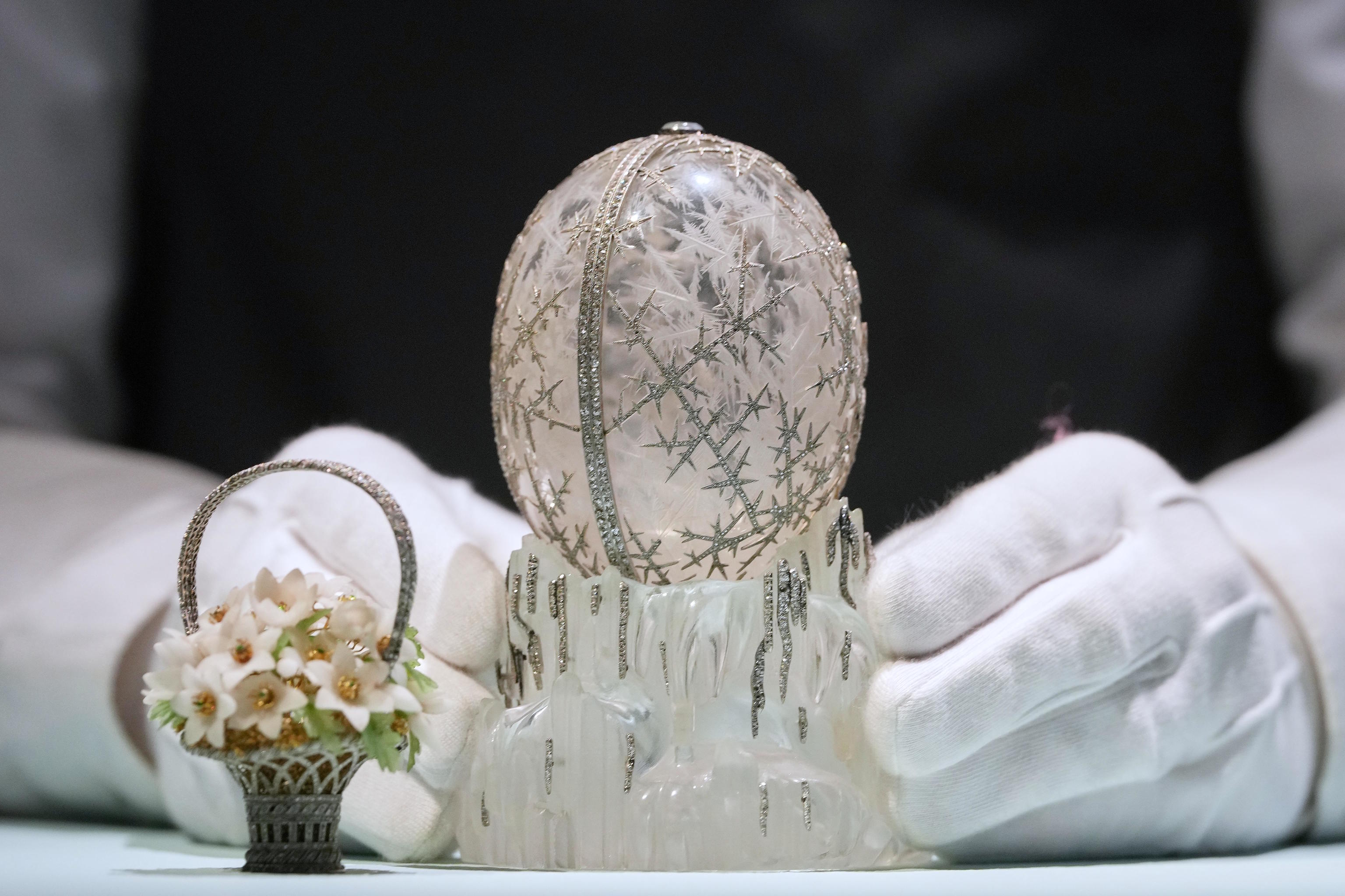 The Fabergé Winter Egg at Christie's auction house in London.