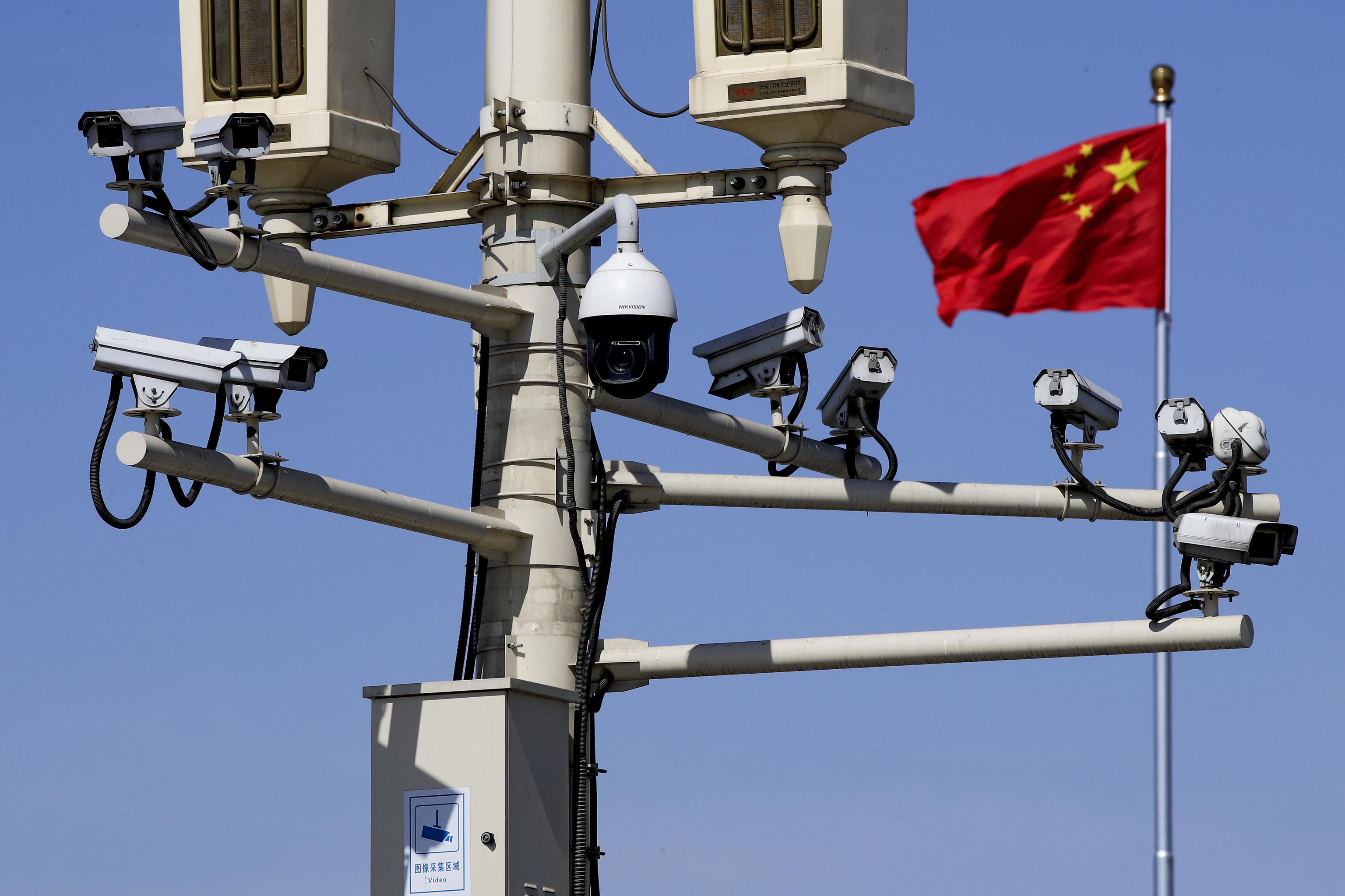 Surveillance cameras in Tiananmen Square in Beijing.
