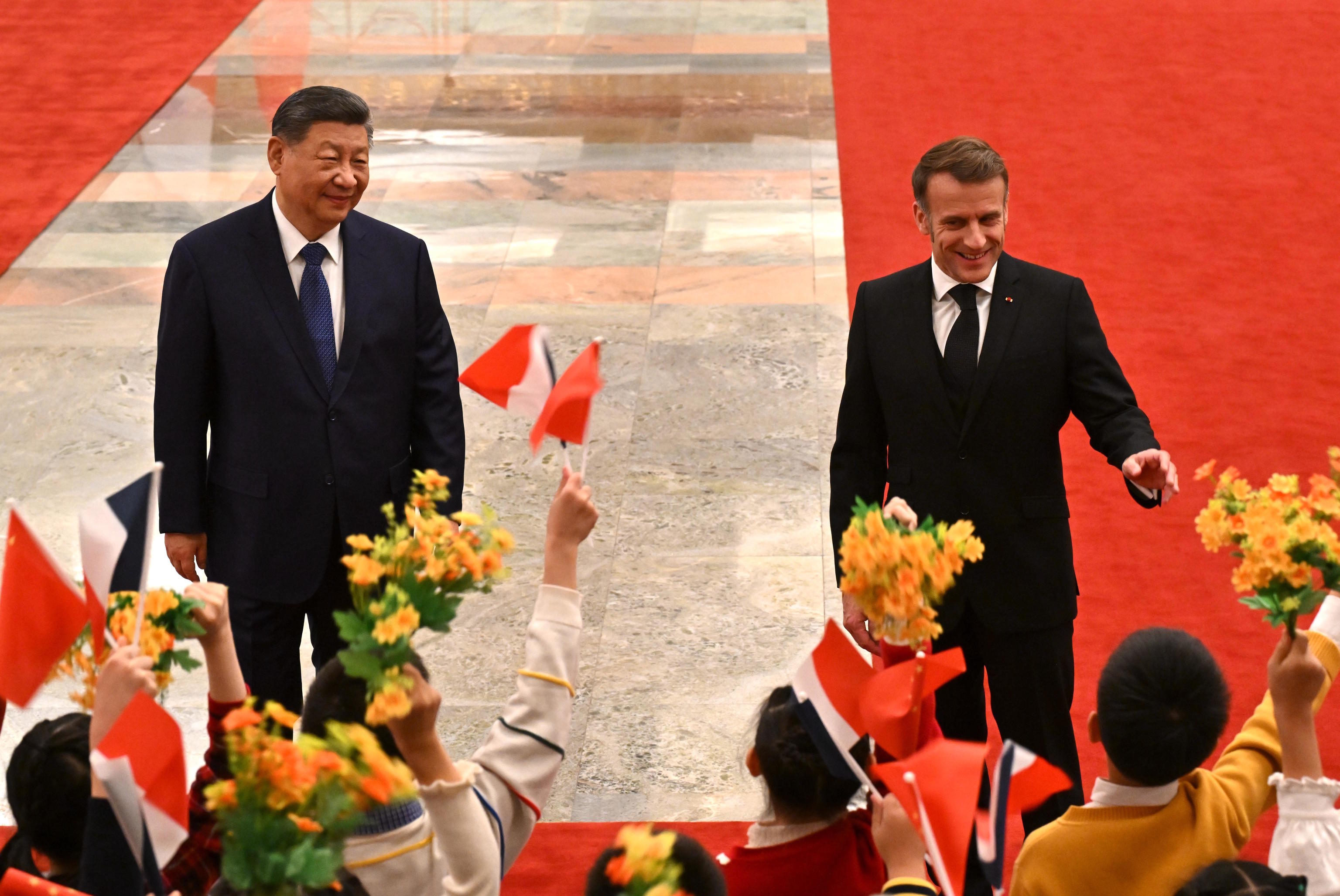 Macron and Xi during their meeting in Beijing.