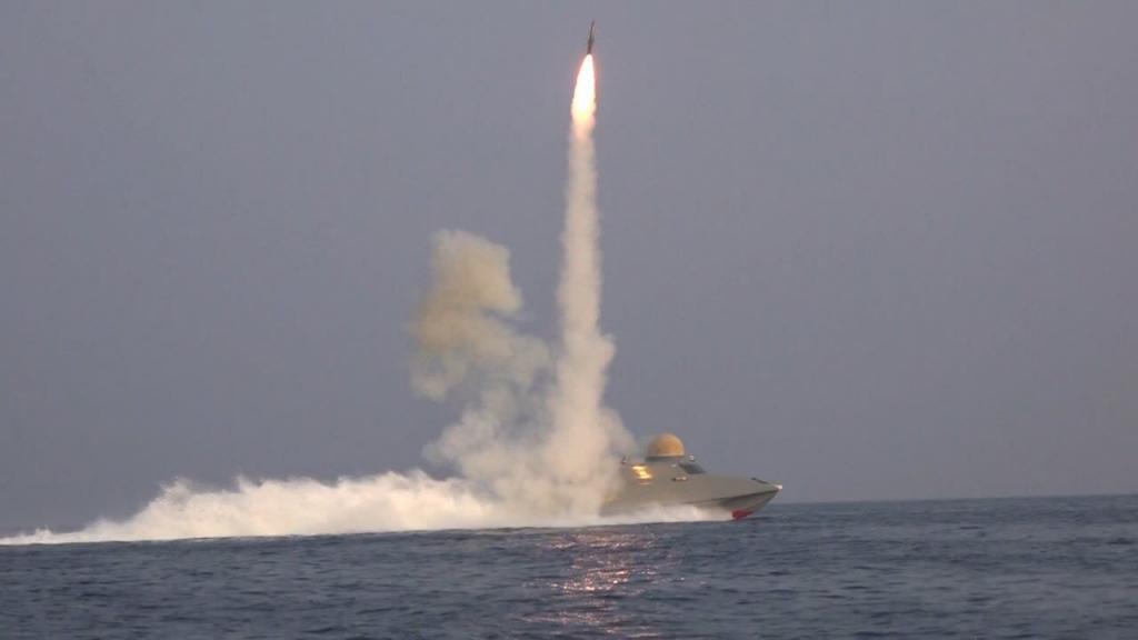 A missile is launched as a part of the guard's drill in the Persian Gulf