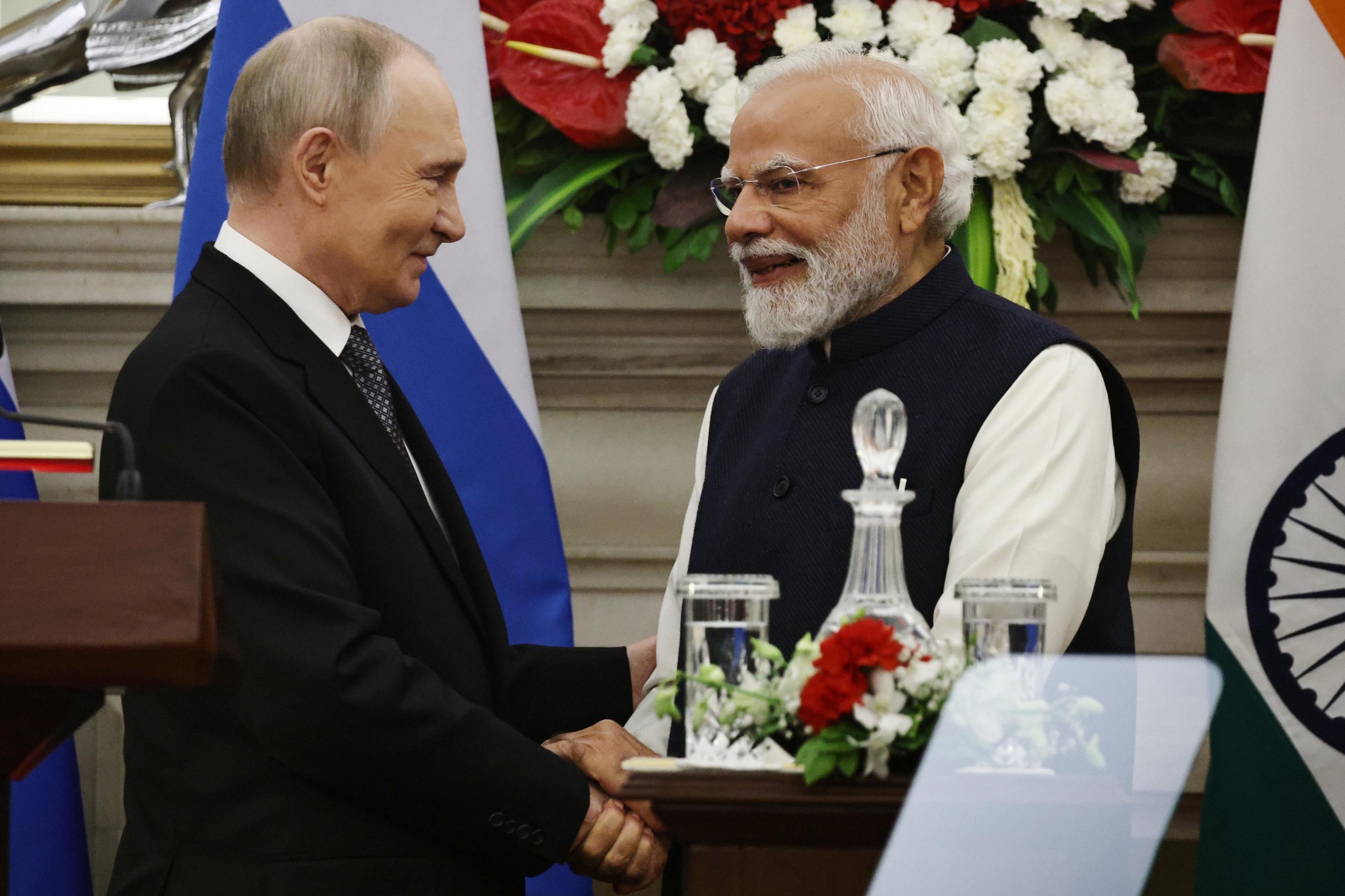 Russian President, Vladimir Putin, with Indian Prime Minister, Narendra Modi.