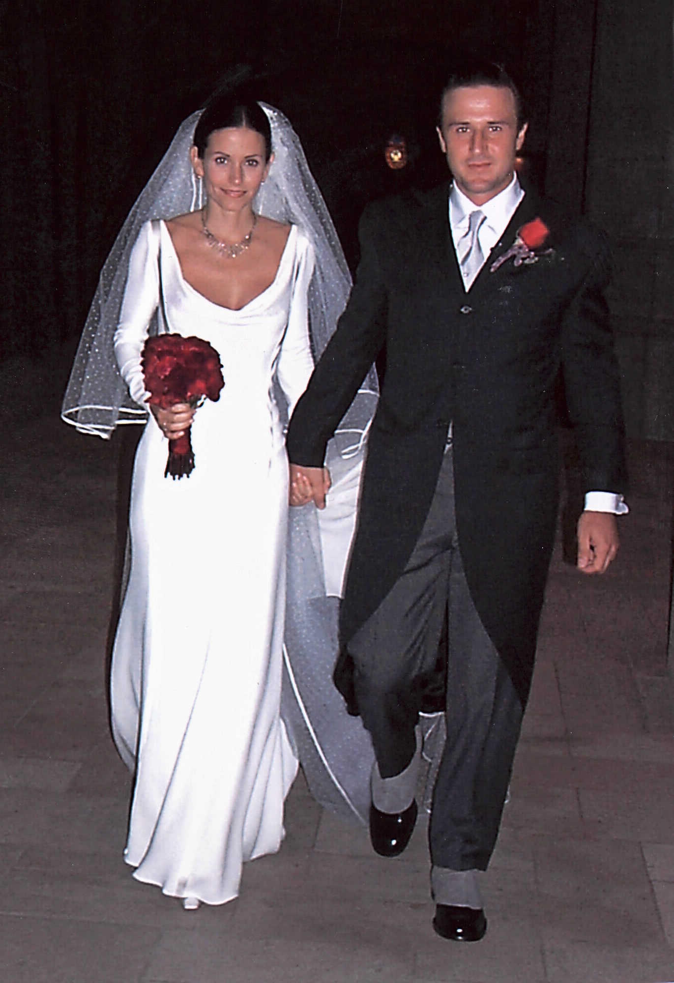 Courteney Cox and David Arquette on their wedding day.