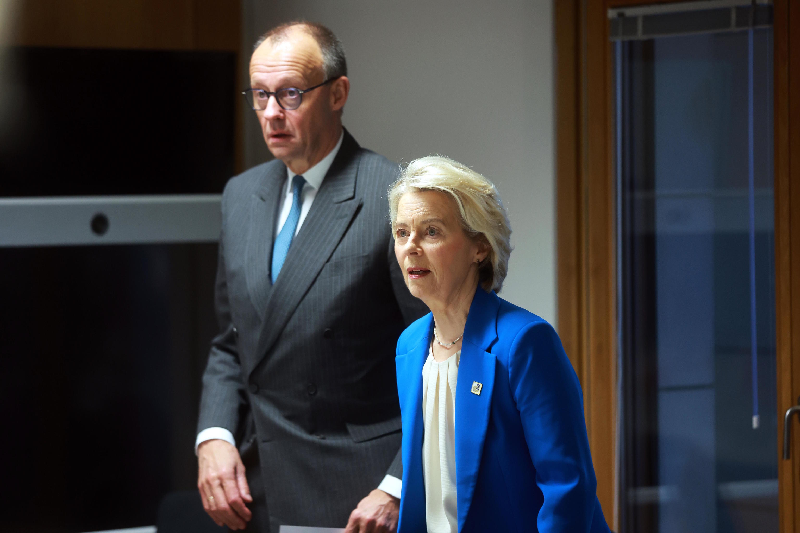Germany's Chancellor Friedrich Merz, left, and European Commission President Ursula von der Leyen.