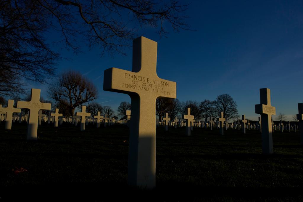 Graves of more than 8.300 WWII soldiers at the Netherlands American Cemetery in Margraten