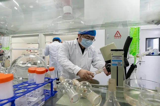 Inside a pharmaceutical laboratory in China.