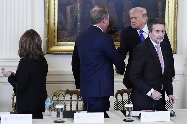 Trump, last Friday greeting Talgrass president after meeting with Repsol CEO.