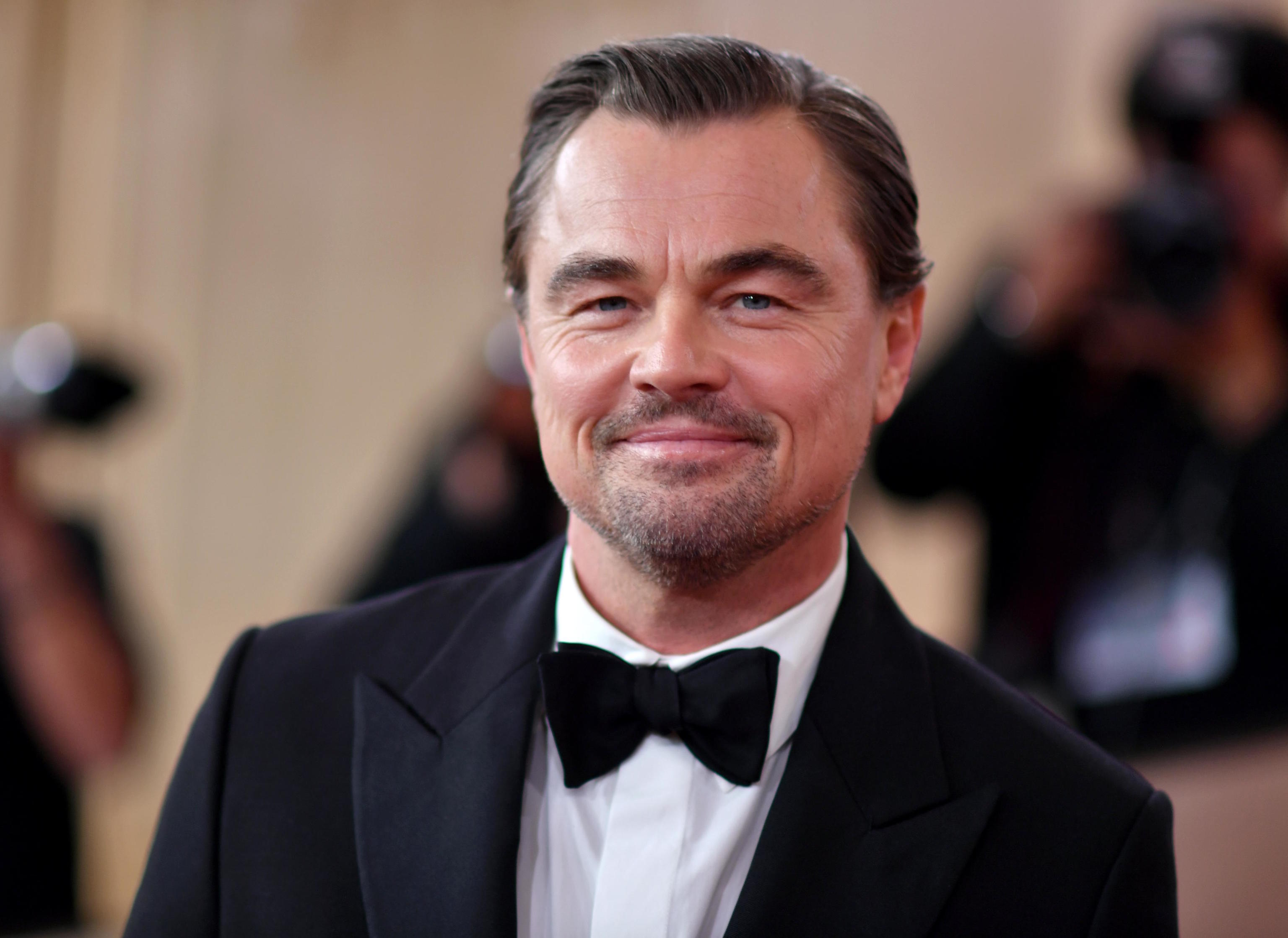 Leonardo DiCaprio arrives at the 83rd Golden Globes on Sunday.